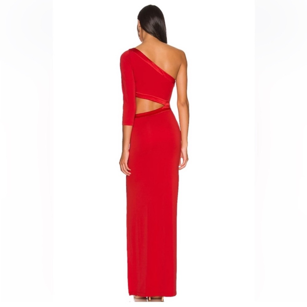 Alice+Olivia -Michele High Cut out Dress in Bright Poppy - Picture 3 of 9